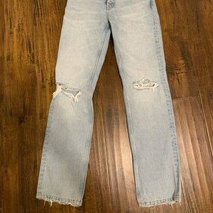 RIPPED STRAIGHT JEANS LIGHT BLUE